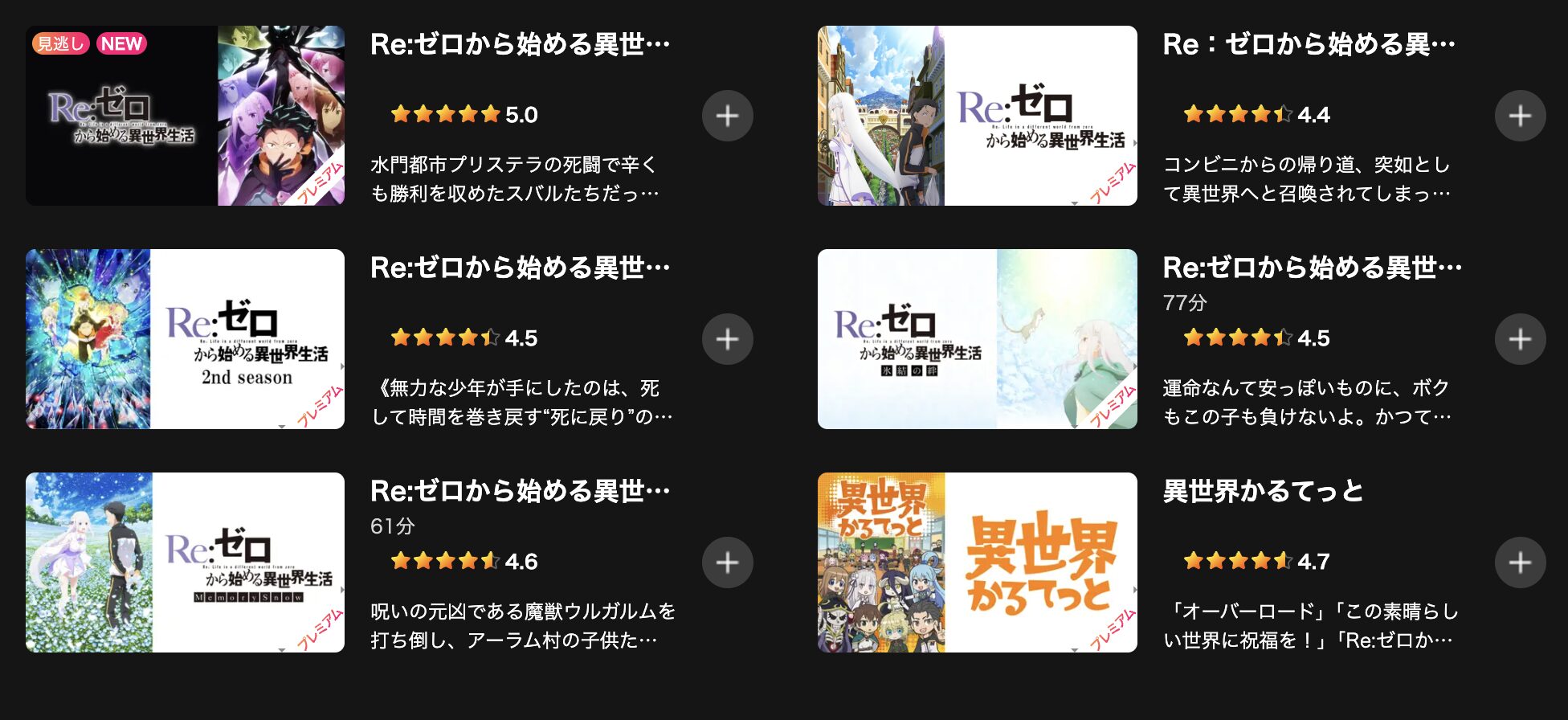 Leminoのリゼロ配信画像