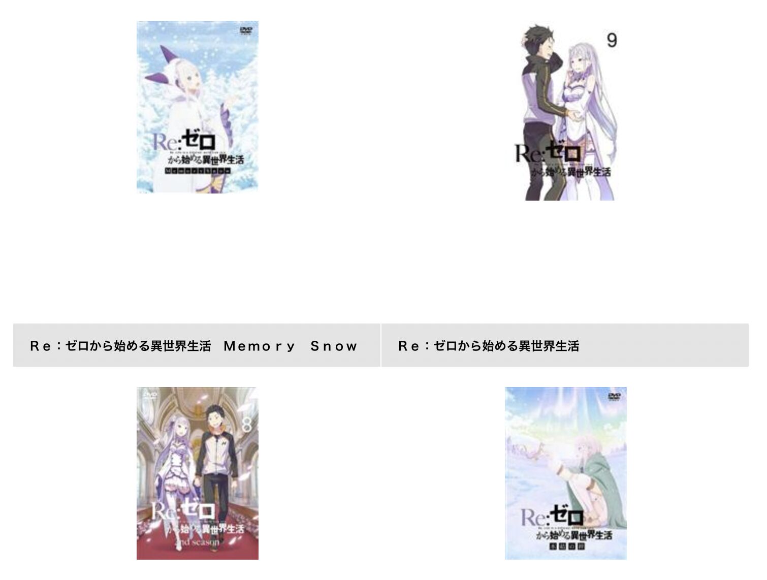 TSUTAYA DISCASのリゼロ