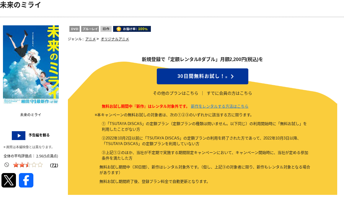 TSUTAYA DISCASの未来のミライ