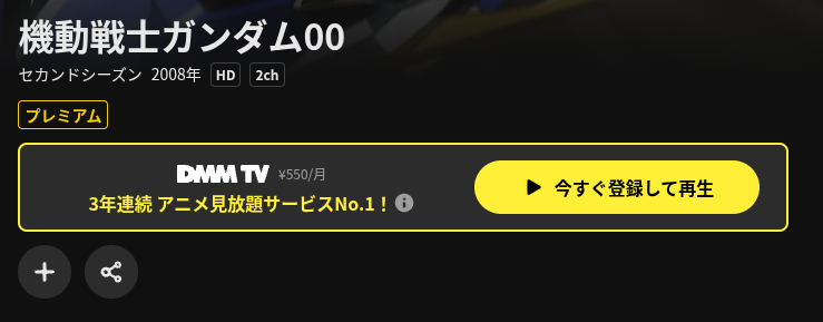 DMM TVのガンダム002配信画像