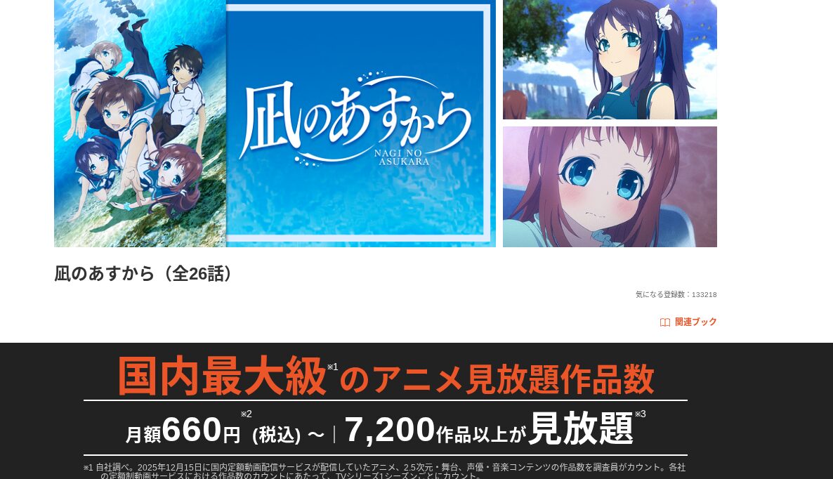 dアニメストアの凪あす配信画像