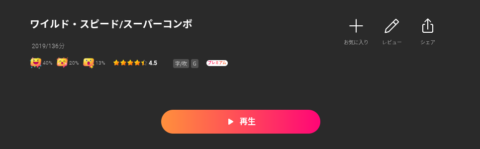 LeminoのワイスピS配信画像