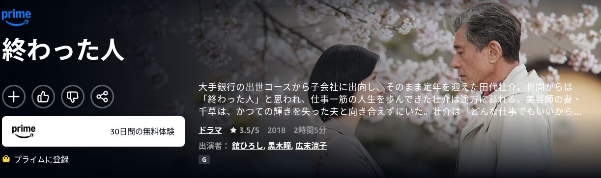Amazonプライムの終わった人配信画像