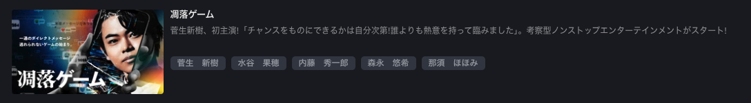 FOD Premiumの凋落（ちょうらく）ゲーム配信画像