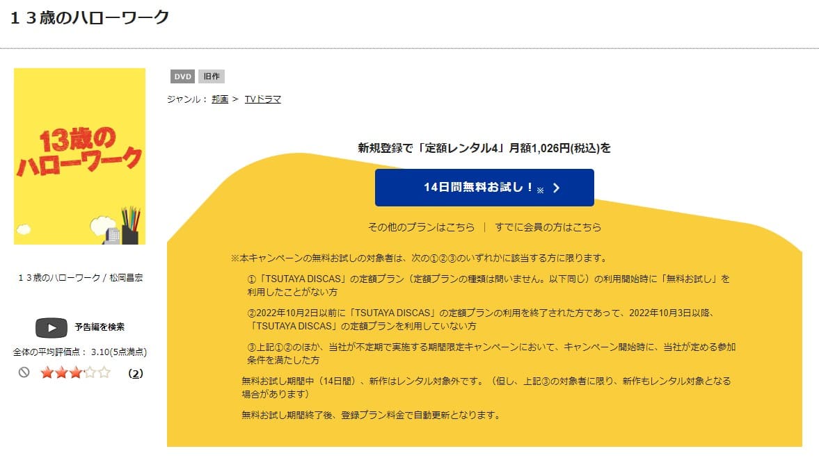 TSUTAYA DISCAS　13歳のハローワーク