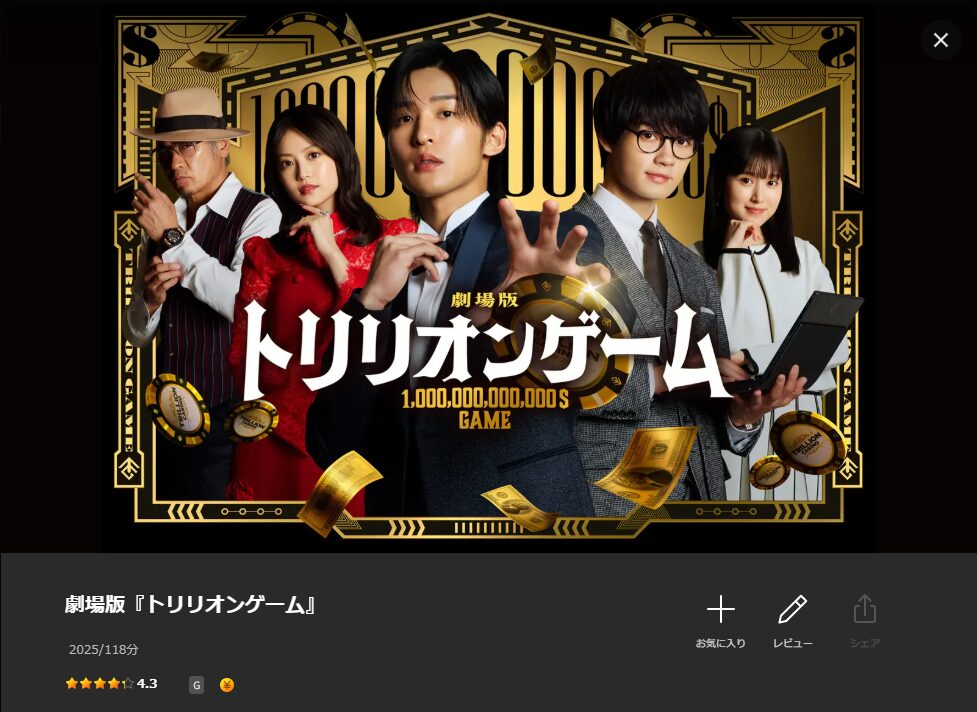 Leminoの劇場版 トリリオンゲーム配信画像