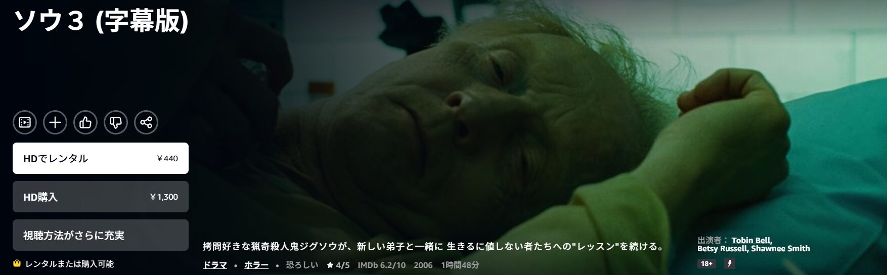 Amazonプライムのソウ3配信画像