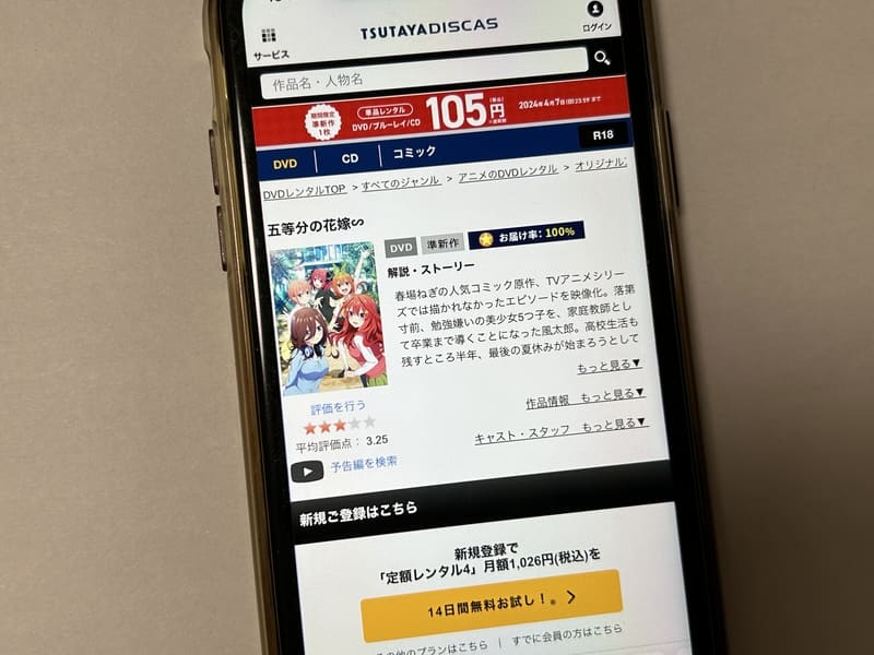 TSUTAYA DISCAS　五等分の花嫁∽（3期）