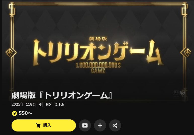 DMM TVの劇場版 トリリオンゲーム配信画像