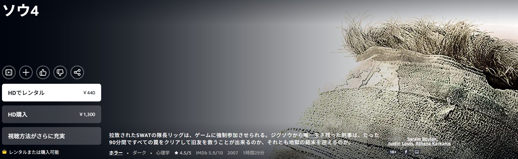 Amazonプライムのソウ4配信画像