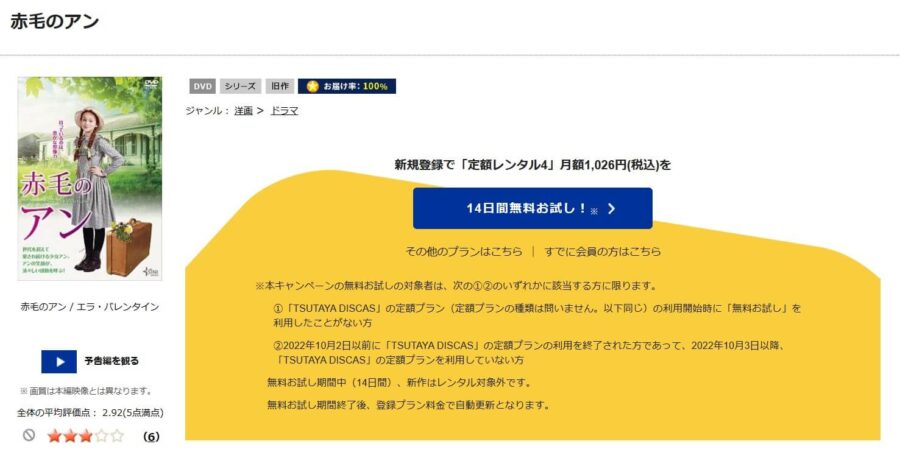TSUTAYA DISCAS　赤毛のアン