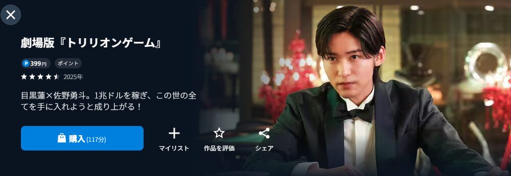 U-NEXTの劇場版 トリリオンゲーム配信画像