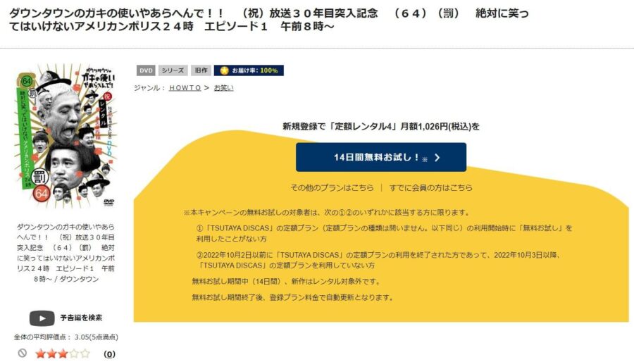 TSUTAYA DISCAS　絶対に笑ってはいけない2017アメリカンポリス24時!