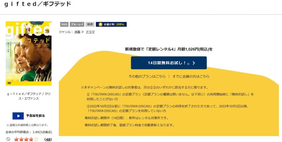 TSUTAYA DISCAS　gifted/ギフテッド