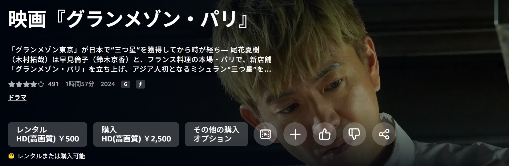 Amazonプライムのグランメゾン・パリ配信画像