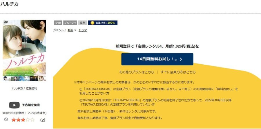 TSUTAYA DISCAS　ハルチカ
