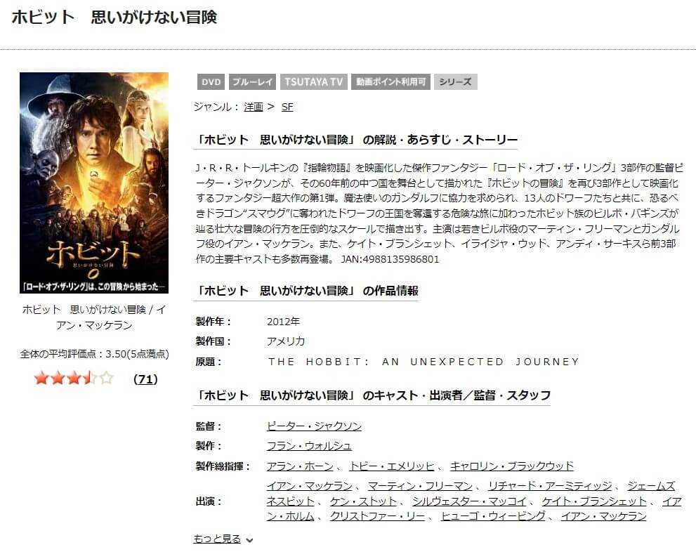 TSUTAYA DISCAS　ホビット 思いがけない冒険