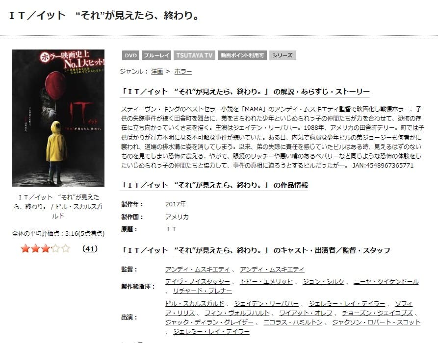 TSUTAYA DISCAS　IT／イット “それ”が見えたら、終わり。