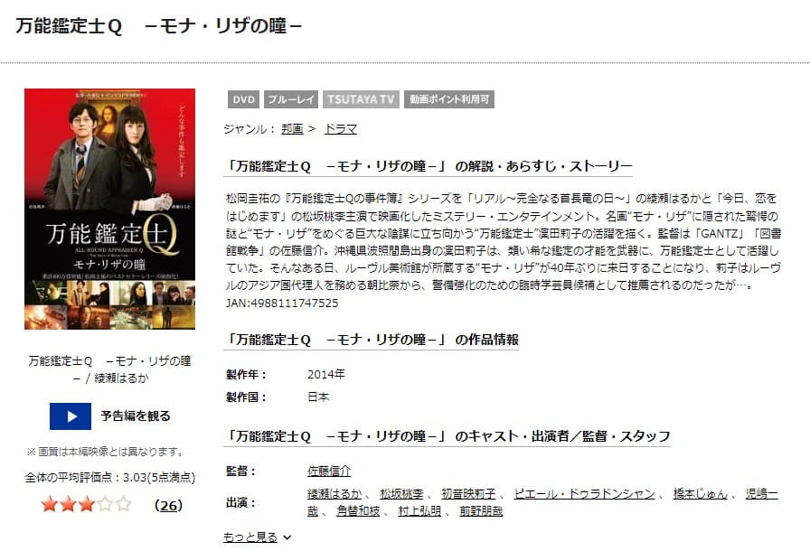 TSUTAYA DISCAS　万能鑑定士Q -モナ・リザの瞳-