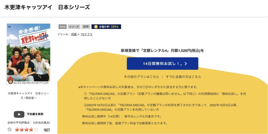 TSUTAYA DISCAS　木更津キャッツアイ 日本シリーズ