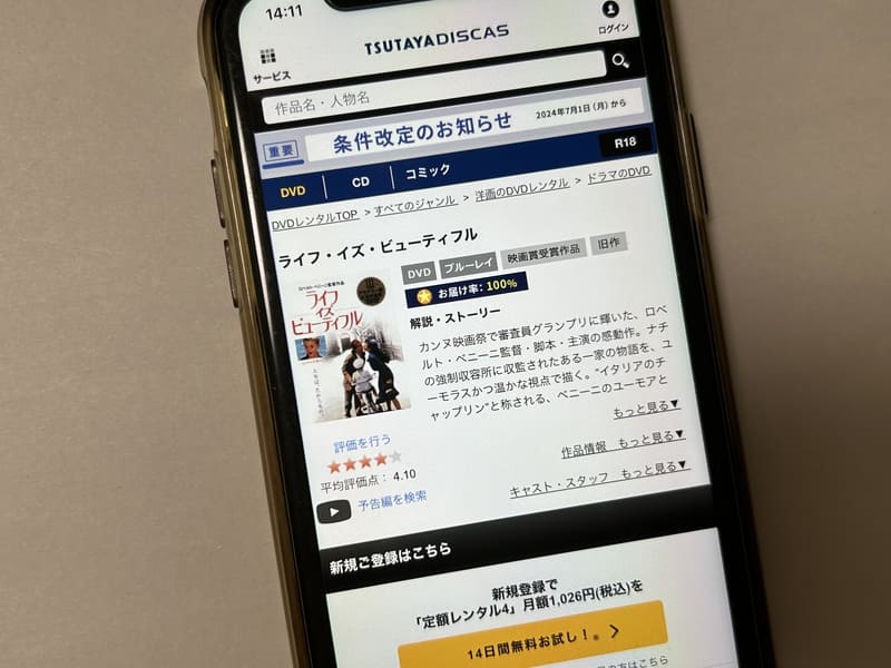 TSUTAYA DISCAS　ライフ・イズ・ビューティフル