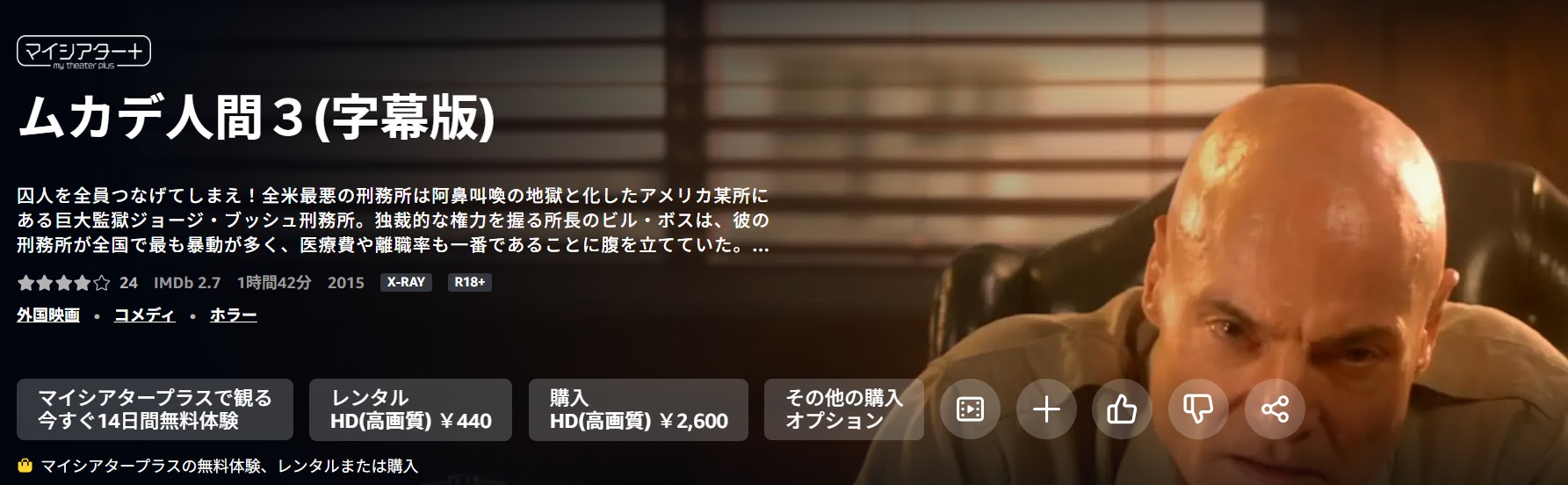 Amazonプライムのムカデ人間3配信画像