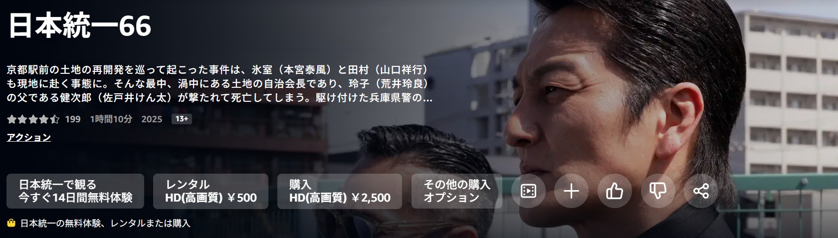 Amazonプライムの日本統一66配信画像