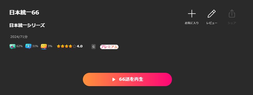 Leminoの日本統一66配信画像