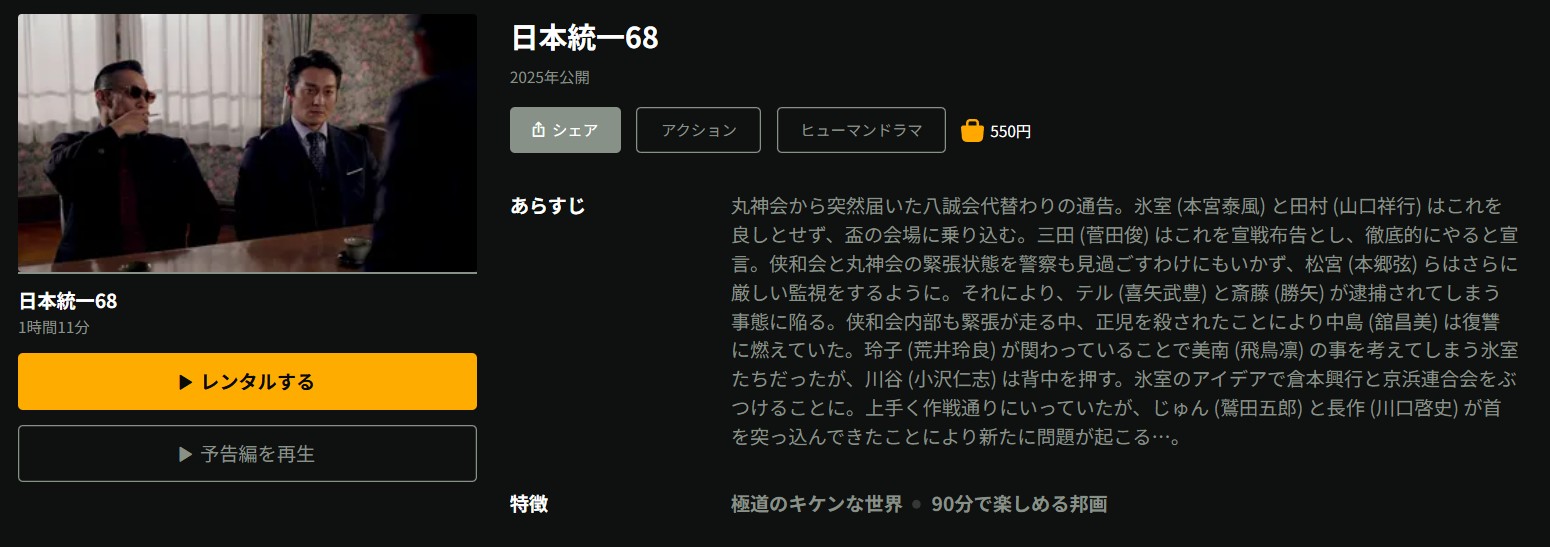 Huluの日本統一68配信画像