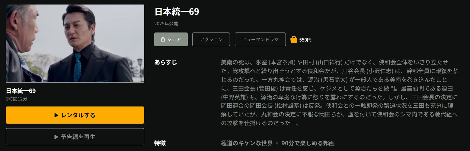 Huluの日本統一69配信画像