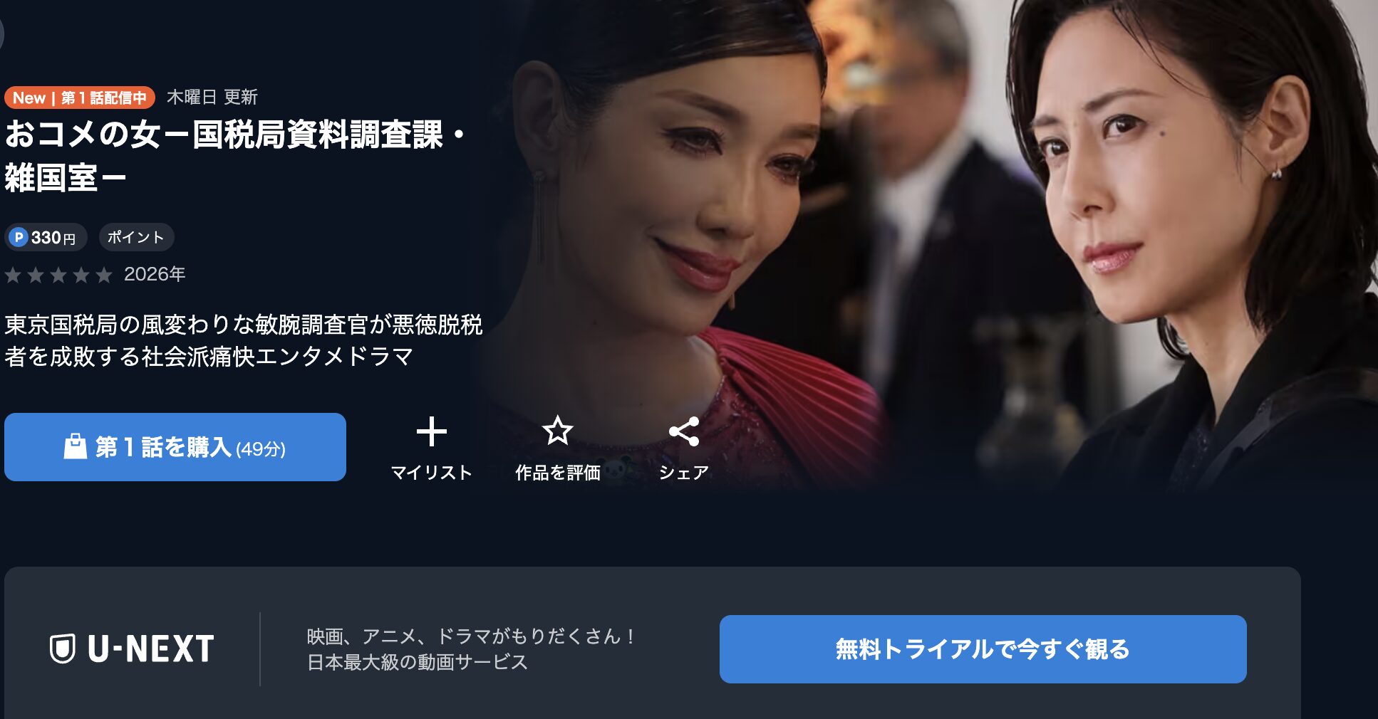 U-NEXTのおコメの女配信画像