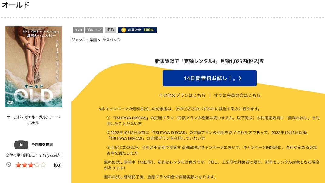 TSUTAYA DISCAS　オールド