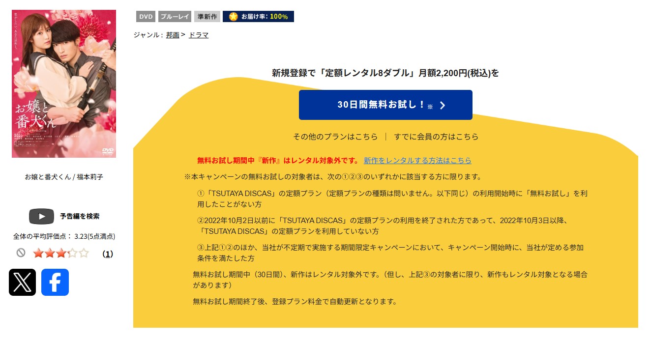 TSUTAYA DISCASのお嬢と番犬くん（実写）