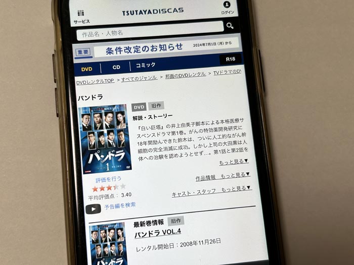 TSUTAYA DISCAS　パンドラ