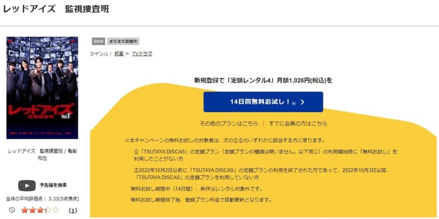 TSUTAYA DISCAS　レッドアイズ 監視捜査班