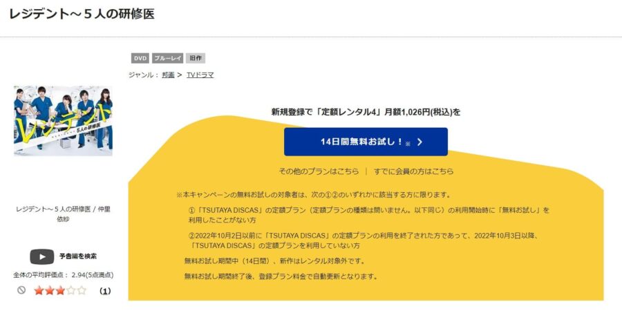 TSUTAYA DISCAS　レジデント５人の研修医