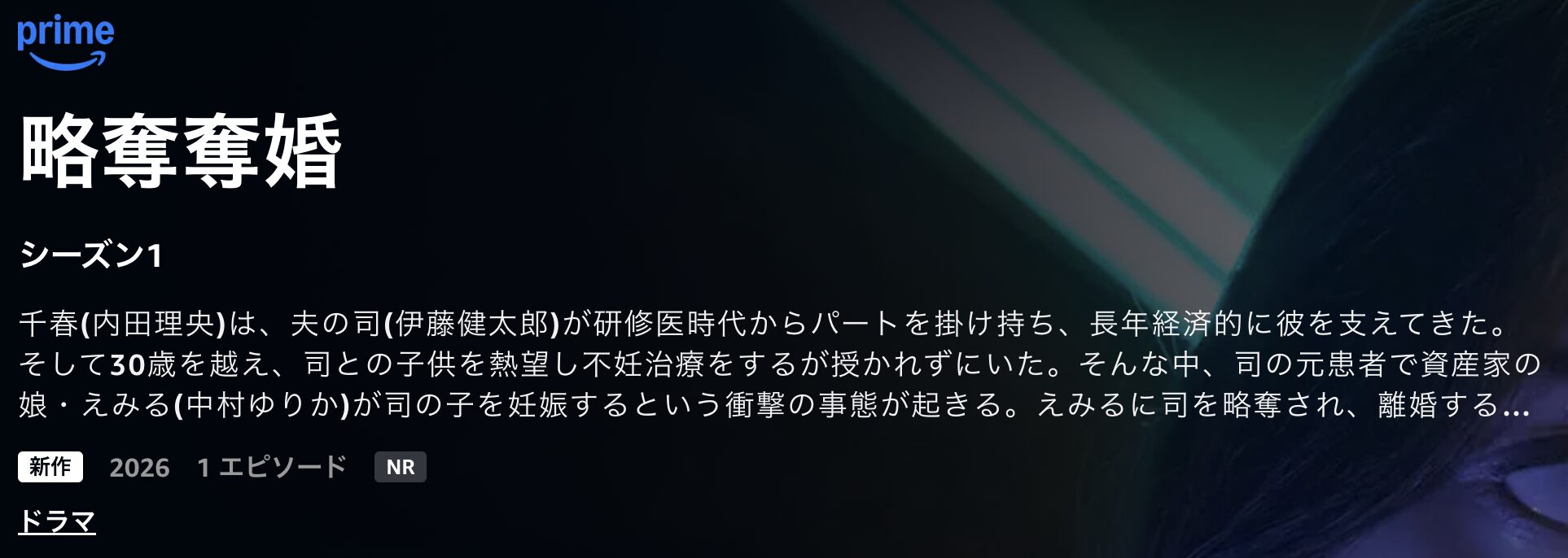 Amazonプライムの略奪奪婚配信画像