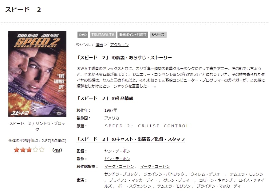 TSUTAYA DISCAS　スピード2