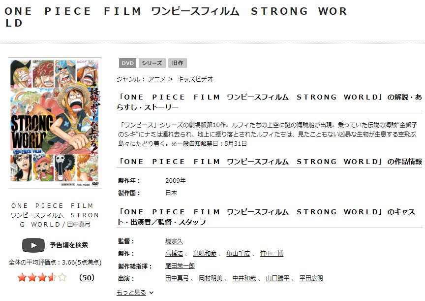 TSUTAYA DISCAS　ワンピース フィルム ストロング ワールド