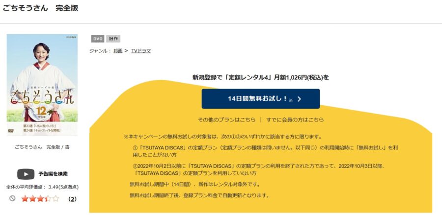 TSUTAYA DISCAS　ごちそうさん