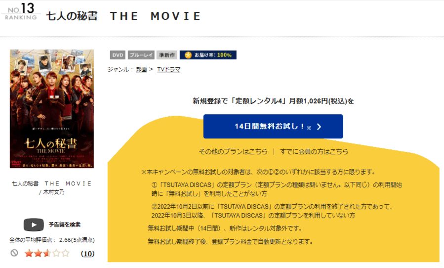 TSUTAYA DISCAS　七人の秘書 ＴＨＥ ＭＯＶＩＥ