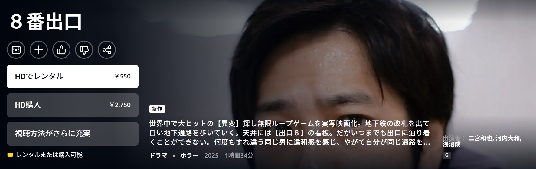 Amazonプライムの8番出口配信画像