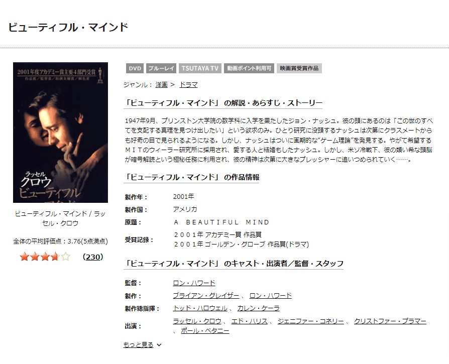 TSUTAYA DISCAS ビューティフル・マインド