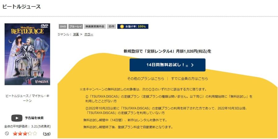 TSUTAYA DISCAS　ビートルジュース