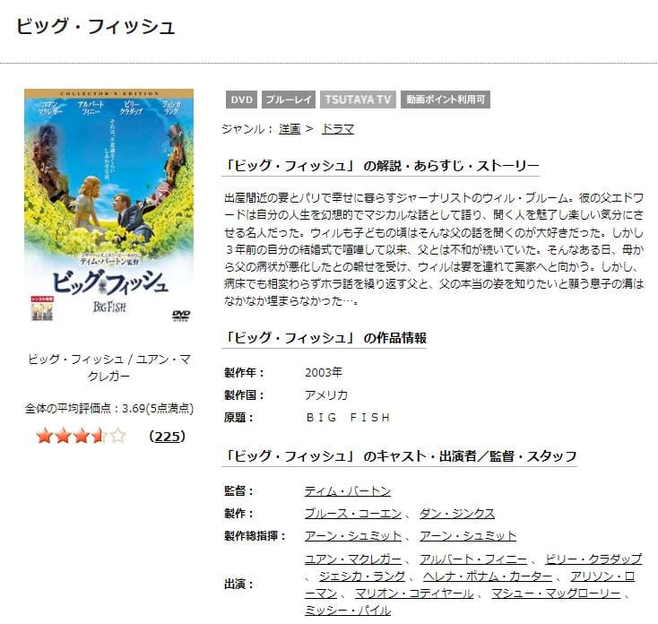 TSUTAYA DISCAS　ビッグ・フィッシュ