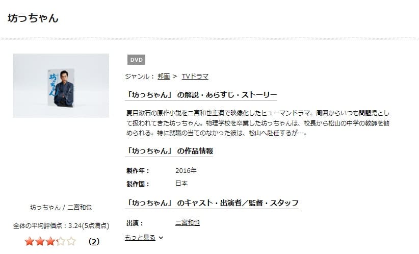 TSUTAYA DISCAS 坊っちゃん