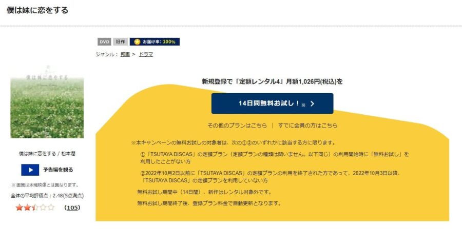 TSUTAYA DISCAS　僕は妹に恋をする