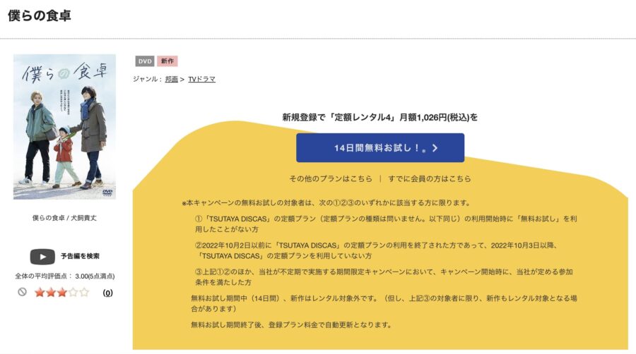 TSUTAYA DISCAS　僕らの食卓