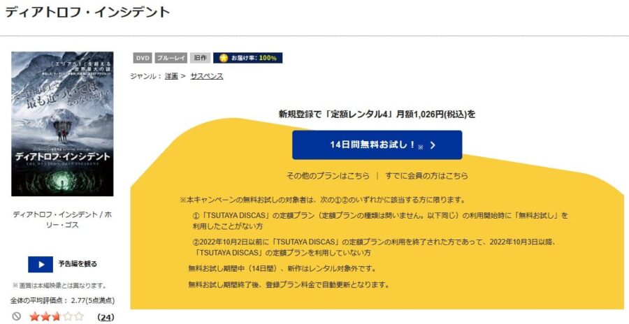 TSUTAYA DISCAS　ディアトロフ・インシデント