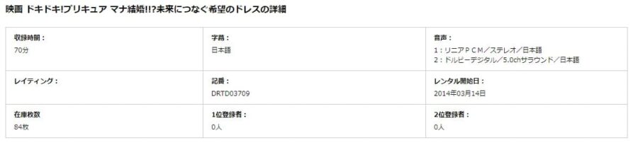 TSUTAYA DISCAS　ドキドキ!プリキュア マナ結婚!!? 未来につなぐ希望のドレス